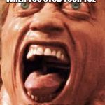 Total recall scream face | WHEN YOU STUB YOUR TOE; REAL HARD... | image tagged in total recall scream face | made w/ Imgflip meme maker