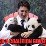 Trudeau pandas | I FORMED A COALITION GOVERNMENT | image tagged in trudeau pandas | made w/ Imgflip meme maker