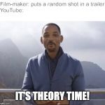 Up√0†ing ge†5 ¥0u p0in†5! | Film-maker: puts a random shot in a trailer

YouTube:; IT'S THEORY TIME! | image tagged in it's rewind time,funny,memes | made w/ Imgflip meme maker