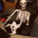Skeleton on the Phone | WHEN YOU ASK WHO IT IS; BUT THERES NO ANSWER | image tagged in skeleton on the phone | made w/ Imgflip meme maker