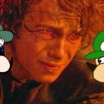 Weegee and Guiyii stare at Anakin Skywalker (HALLOWEEN SPECIAL) | image tagged in memes,funny,mario,star wars,anakin skywalker,weegee | made w/ Imgflip meme maker