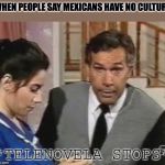 Telenovela mood | WHEN PEOPLE SAY MEXICANS HAVE NO CULTURE | image tagged in telenovela mood | made w/ Imgflip meme maker