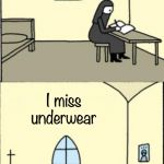 Then what is she wearing? A whole lot of Nunya. | Dear Diary; I miss underwear | image tagged in dear diary,memes,funny,nun,journal | made w/ Imgflip meme maker