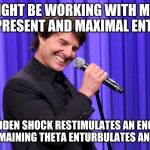 Scientology Standup | YOU MIGHT BE WORKING WITH MINIMAL THETA PRESENT AND MAXIMAL ENTHETA IF; A SUDDEN SHOCK RESTIMULATES AN ENGRAM AND THE REMAINING THETA ENTURBULATES AND VANISHES | image tagged in scientology standup | made w/ Imgflip meme maker