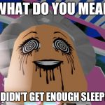 The Crazy Old Lady | WHAT DO YOU MEAN; I DIDN'T GET ENOUGH SLEEP? | image tagged in old crazy lady,sleep,what do you mean | made w/ Imgflip meme maker