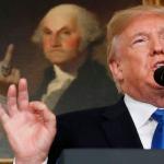 George Washington flips the bird to Trump meme