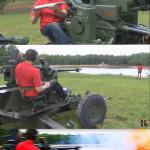 Russian guy loading cannon