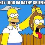 she no funny | HEY LOOK IM KATHY GRIFFIN | image tagged in homer cuts flanders' head upgraded | made w/ Imgflip meme maker