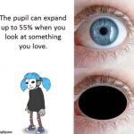 I love it | image tagged in pupil,memes | made w/ Imgflip meme maker