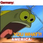 Why do I hear boss music? | Germany: if nothing bad happens we can win the war; Japan: I bombed pearl harbor. Germany:; YOU WHAT?! AMERICA: | image tagged in you what,history,memes,funny,japan,world war 2 | made w/ Imgflip meme maker