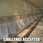 Challenge Accepted | CHALLENGE ACCEPTED | image tagged in urinal climbing,fun,climbing | made w/ Imgflip meme maker
