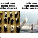 Lessons and Tests | COVELL BELLAMY III | image tagged in lessons and tests | made w/ Imgflip meme maker