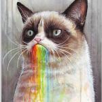 GRUMPY CAT EATS RAINBOWS meme