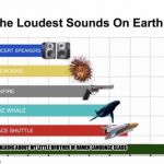 The Loudest Sounds On Earth | ME TALKING ABOUT MY LITTLE BROTHER IN RAMEN LANGUAGE CLASS | image tagged in the loudest sounds on earth | made w/ Imgflip meme maker