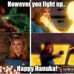 Four Lights Crusher | However you light up... Happy Hanuka! | image tagged in four lights crusher | made w/ Imgflip meme maker