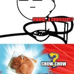 Who's that Pokemon? | UMMM... A CROISSANT? CHOW-CHOW | image tagged in who's that pokemon | made w/ Imgflip meme maker