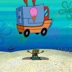 Spongebob squashed by ice cream truck