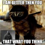 Ninja Cat | I AM BETTER THEN YOU; THAT WHAT YOU THINK | image tagged in ninja cat | made w/ Imgflip meme maker