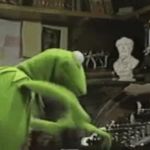 Kermit frantically typing meme