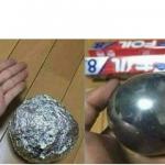 Tinfoil into sphere at home meme