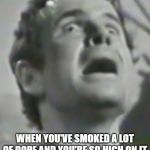 Crazy Ash | WHEN YOU'VE SMOKED A LOT OF DOPE AND YOU'RE SO HIGH ON IT | image tagged in crazy ash,ian holm | made w/ Imgflip meme maker