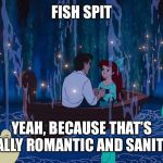 The Little Mermaid | FISH SPIT; YEAH, BECAUSE THAT’S TOTALLY ROMANTIC AND SANITARY | image tagged in the little mermaid | made w/ Imgflip meme maker