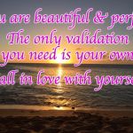 Motivationz | You are beautiful & perfect; The only validation you need is your own; Fall in love with yourself | image tagged in motivationz | made w/ Imgflip meme maker