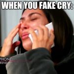 memes 2019 | WHEN YOU FAKE CRY: | image tagged in memes 2019 | made w/ Imgflip meme maker