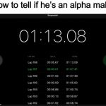 Alpha male | How to tell if he’s an alpha male: | image tagged in alpha male | made w/ Imgflip meme maker
