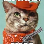 cowboy cat | LOOK PARTNER. GIVE UP THE WHISKAS; AND NOBODY GETS HURT | image tagged in cowboy cat | made w/ Imgflip meme maker