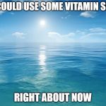 ocean | I COULD USE SOME VITAMIN SEA; RIGHT ABOUT NOW | image tagged in ocean | made w/ Imgflip meme maker