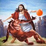 Jesus crossing the devil