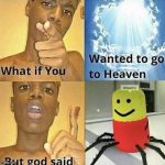 oof | image tagged in what if you wanted to go to heaven,memes,roblox,despacito spider,despacito | made w/ Imgflip meme maker