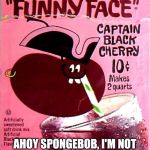 Captain Black Cherry | AHOY SPONGEBOB, I'M NOT THE MR KRABS YOU THINK I AM | image tagged in captain black cherry,ahoy spongebob,funny face,spongebob,memes | made w/ Imgflip meme maker