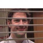 Jim peeking through blinds meme