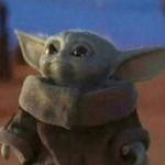 Baby Yoda Looking Up meme