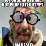Funny quote Bert | I SWALLOWED A ICE CUBE AND I HAVE NOT POOPED IT OUT YET; I AM REALLY SCARED YOU GUYS | image tagged in funny quote bert | made w/ Imgflip meme maker