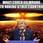 Trump Nuke Policy | WHAT COULD GO WRONG WITH NUKING OTHER COUNTRIES? | image tagged in trump nuke policy | made w/ Imgflip meme maker