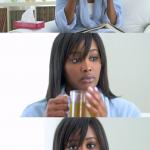 Black Woman Drinking Tea (3 Panels) template