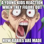 Dr. Stone | A YOUNG KIDS REACTION WHEN THEY FIGURE OUT; HOW BABIES ARE MADE | image tagged in dr stone | made w/ Imgflip meme maker