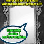 What happens to me during the holidays | Mirror mirror n the wall, whose the fairest of them all? Step aside, chubby.  I can’t see anything | image tagged in mirror,mirror mirror,thanksgiving dinner | made w/ Imgflip meme maker