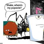 I decided to mix a scary Garfield with an scene from aqua teen hunger force | Shake, where's my popsicle? | image tagged in athf,meatwad,master shake,aqua teen hunger force,popsicle,memes | made w/ Imgflip meme maker