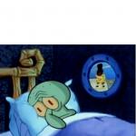 Squidward unable to sleep due to SpongeBob