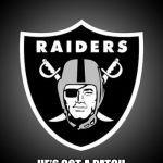 Raiders logo | EVEN THE RAIDERS’ MASCOT CAN’T BEAR TO WATCH. HE’S GOT A PATCH OVER ONE EYE, AND THE OTHER IS CLOSED. | image tagged in raiders logo | made w/ Imgflip meme maker