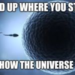 And that's why they call it the Big Bang... | YOU END UP WHERE YOU STARTED; THAT'S HOW THE UNIVERSE WORKS | image tagged in sperm egg | made w/ Imgflip meme maker