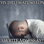 Writer frustration | WHY DID I WAIT SO LONG; TO WRITE MY ESSAY??? | image tagged in writer frustration | made w/ Imgflip meme maker