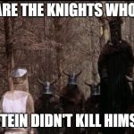 knights who say ni | WE ARE THE KNIGHTS WHO SAY; EPSTEIN DIDN'T KILL HIMSELF | image tagged in knights who say ni | made w/ Imgflip meme maker
