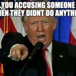 Trump Fake News  | YOU ACCUSING SOMEONE WHEN THEY DIDNT DO ANYTHING | image tagged in trump fake news | made w/ Imgflip meme maker