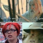 Redhairan The Fool | image tagged in gandalf run,memes,lord of the rings,gandalf,sjw | made w/ Imgflip meme maker