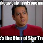 Chakotay | Chakotay only needs one name. He's the Cher of Star Trek. | image tagged in star trek,memes | made w/ Imgflip meme maker